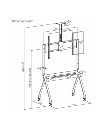 art Mobilny stojak + uchwyt do TV 55-100 '' 120kg S-14 Vesa 900x600 Heavy Duty