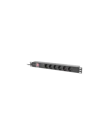 LANBERG listwa zasilajaca rack PDU 19inch 1U 10A 6x Schuko C14 2m czarna