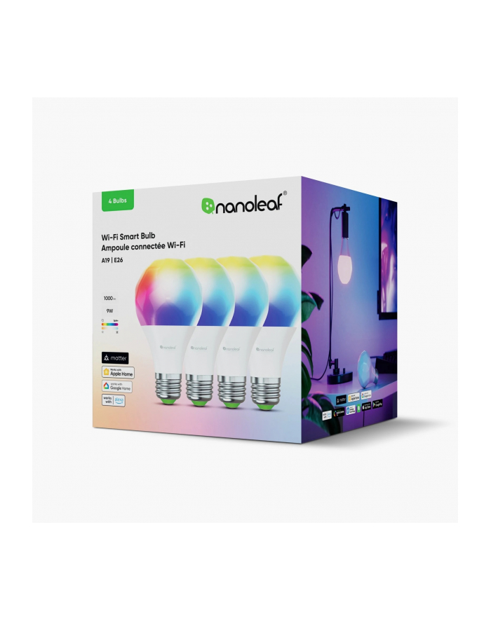 Nanoleaf Essentials Smart Bulbs zestaw 4 żarówek RGB E27 Matter BT LED główny