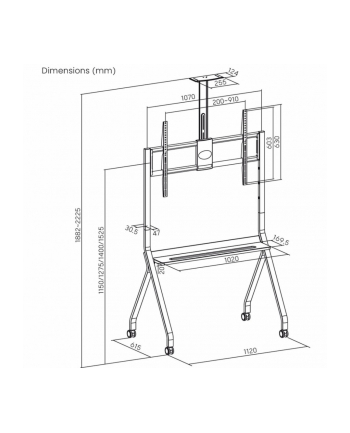 art Mobilny stojak + uchwyt do TV 55-100 '' 120kg S-14 Vesa 900x600 Heavy Duty