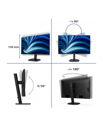 PHILIPS 27B2N3500J/00 27inch 2560x1440 120Hz IPS Flat H/A 150 MM TUV EyeSafe certified USB HUB SPEAKERS DPx1 HDMIx2 350cd/m2 nr 2