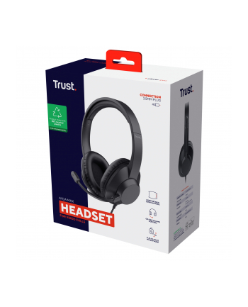 TRUST Ayda Max USB Stereo 40mm Headset with ENC Microphone 3.5mm Jack Black