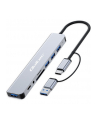 qoltec HUB Adapter 8w1 USB-C/USB | USB-C | 4xUSB | SD/TF card | Jack    3.5mm TRRS - nr 1