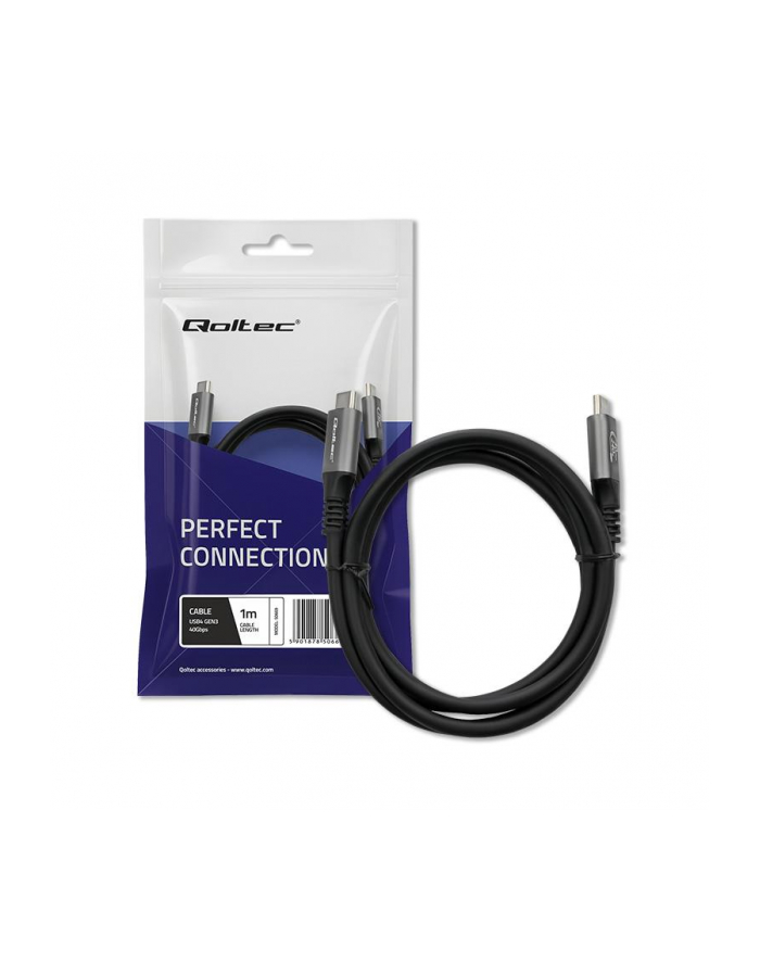 qoltec Kabel USB4 Ultra-Fast | USB-C PD 240W | Thunderbolt 3/4 | 4K |   40Gb/s | 1m | Czarny główny