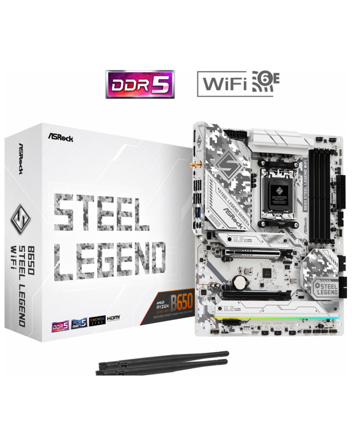 asrock Płyta główna B650 STEEL LEGEND WIFI AM5 4DDR5 HDMI/DP M.2 ATX główny