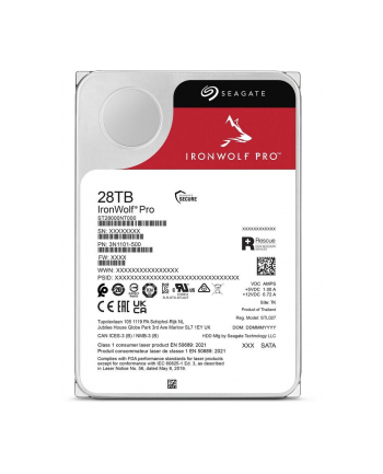 SEAGATE Ironwolf PRO Enterprise NAS HDD 28TB 7200rpm 6Gb/s SATA 256MB cache 8.9cm 3.5inch 24x7 for NAS RAID Rackmount systems BL