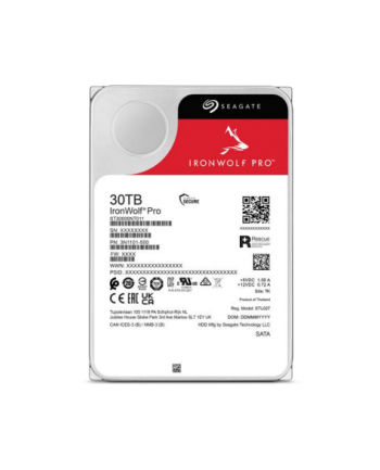SEAGATE Ironwolf PRO Enterprise NAS HDD 30TB 7200rpm 6Gb/s SATA 256MB cache 8.9cm 3.5inch 24x7 for NAS RAID Rackmount systems BL nr 1