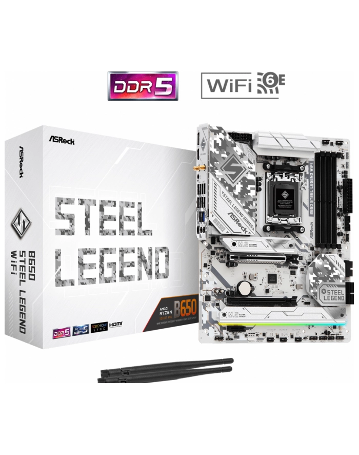 asrock Płyta główna B650 STEEL LEGEND WIFI AM5 4DDR5 HDMI/DP M.2 ATX główny