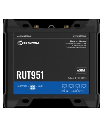 TELTONIKA NETWORKS RUT951 POE+ DUAL SIM eSIM 4G/LTE/3G/2G WiFi Router