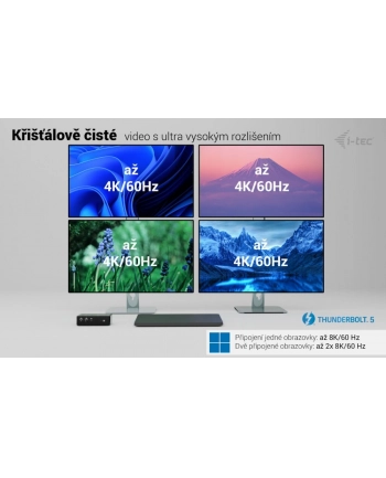 I-TEC Thunderbolt 5 Quattro Display DS 2xTB5 2xHDMI 1x2.5GLAN 1xAudio/Mic 1xUSB-C Gen2 4xUSB-A Gen2 SD+TF Cardreader PD 140W KL