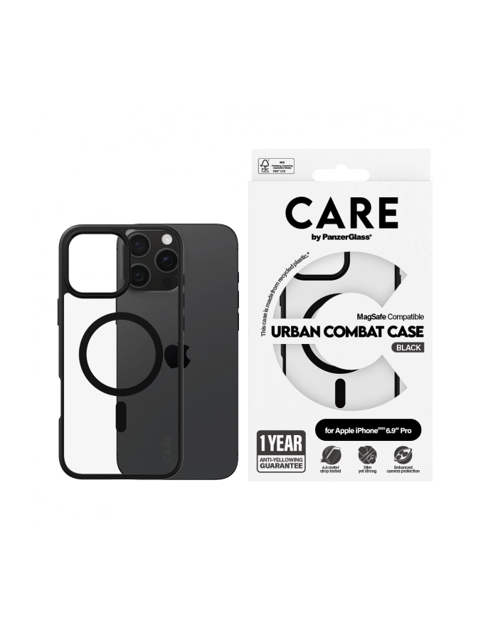 CARE by PanzerGlass Case Transp Black Frame MagSafe iP 16 Pro M główny
