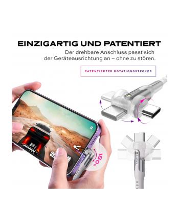 STATIK PowerPivot Pro czerwonyating 2-in-1 USB-C Cable White 2m nr 1