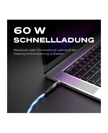 STATIK PowerPivot Pro czerwonyating 2-in-1 USB-C Cable Blue Glow 2m nr 2