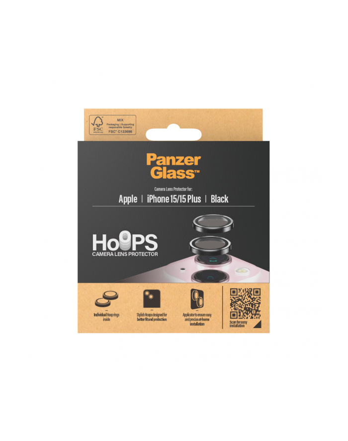 PanzerGlass Hoops Black Camera Lens Pczerwonyector iP 15 15 Plus główny