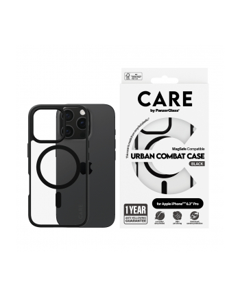 CARE by PanzerGlass Case Transp Black Frame MagSafe iP 16 Pro