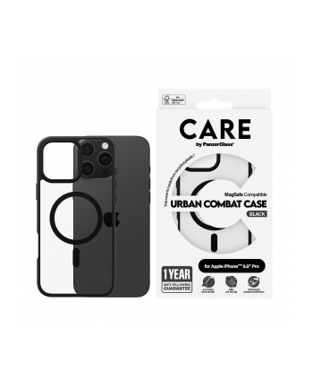 CARE by PanzerGlass Case Transp Black Frame MagSafe iP 16 Pro M