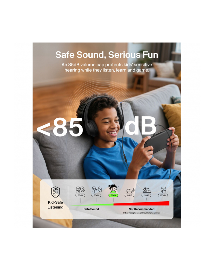 Belkin Gaming On-Ear sluchawki do dzieci z kabel ENA011hqBK główny