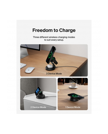 Belkin Boost Charge klappb. mag. 3-w-1 Lades. Qi2 sw. WIZ034kqBK