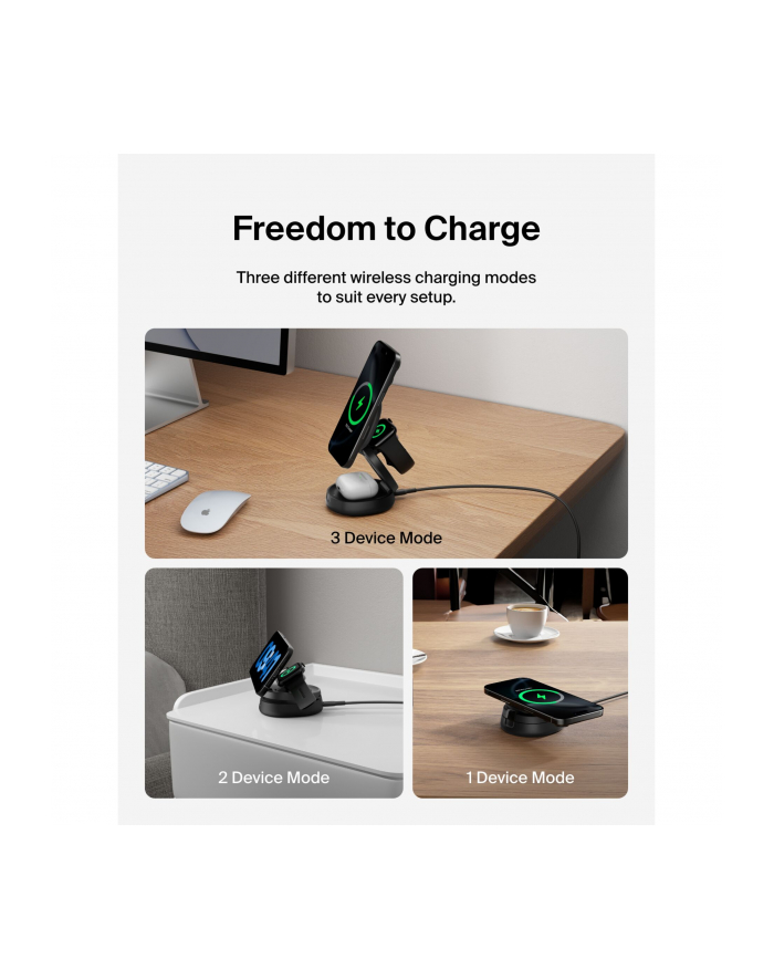 Belkin Boost Charge klappb. mag. 3-w-1 Lades. Qi2 sw. WIZ034kqBK główny