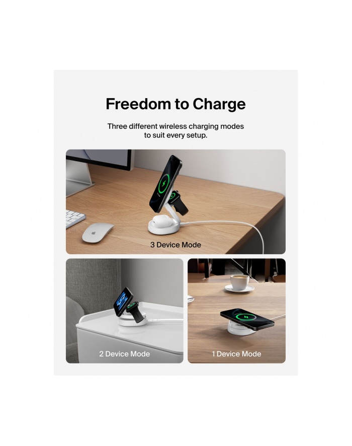 Belkin Boost Charge klappb. mag. 3-w-1 Lades. Qi2 ws. WIZ034kqWH główny