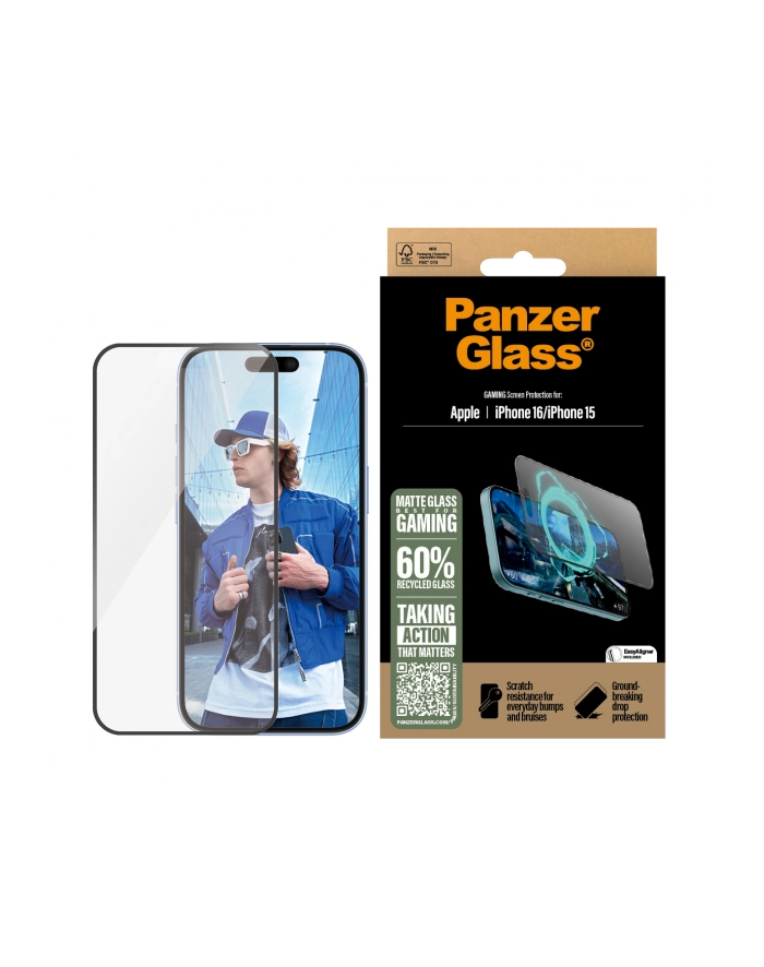 PanzerGlass Gaming Screen Pczerwonyector iPhone 16 15 UWF główny
