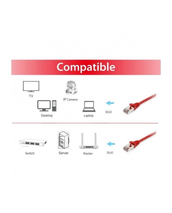 Equip - Patch Cable RJ-45 (M) to 15.0m SFTP, PiMF CAT 6a Shaped, Stranded Red (606509)