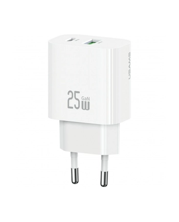 usams Ładowarka sieciowa 25W 1xUSB-A 1xUSB-A fast charging Biała