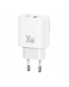 usams Ładowarka sieciowa 30W 1xUSB-C 1xUSB-A Fast charging Biała - nr 1
