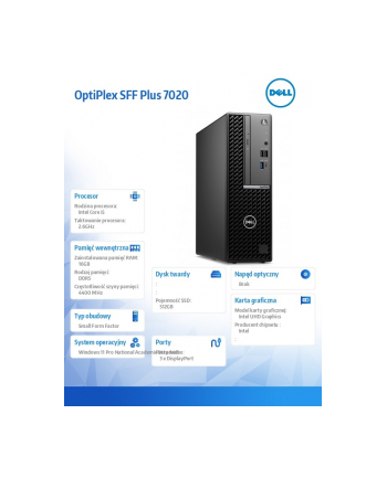 dell Komputer OptiPlex 7020 SFF Win11Pro EDU/Academic i5-14500/16GB/512GB/Integrated/WLAN+BT/Kb'Mouse/5Y BOS