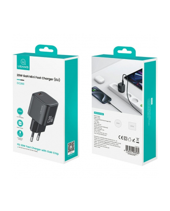 usams Ładowarka sieciowa 20W 1xUSB-C + kabel USB-C Biała