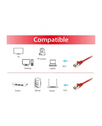 Equip - Patch Cable RJ-45 (M) to 15.0m SFTP, PiMF CAT 6a Shaped, Stranded Red (606509)