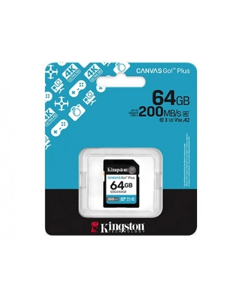 kingston Karta SD 64GB Canvas Go Plus 200/100 MB/s C10 U3 V30 nr 1