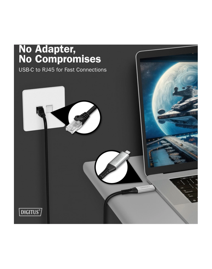 digitus Kabel adapter USB-C - RJ45 Kat. 6A S/FTP, 1 Gbit/s, USB 3.2 Gen1, LSZH, 2m główny