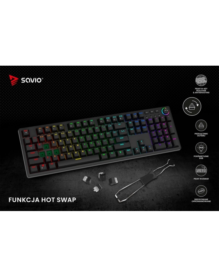 savio Klawiatura mechaniczna STYX Outemu Red, Hot Swap, RGB główny