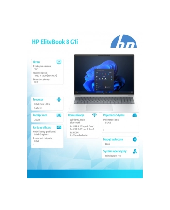 hp inc. Notebook EliteBook 8 G1i U7-255U 512GB/24GB/W11P/16''   C51LVET nr 2