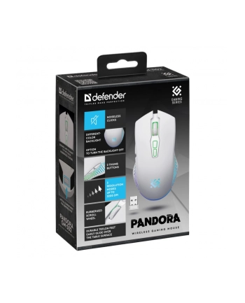 defender Mysz gamingowa bezprzewodowa PANDORA RF 3200DPI 7P biała nr 1