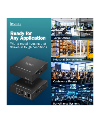 digitus Przedłużacz (extender) po skrętce kat.6A  USB 3.1 Gen1 do 100m, 3x USB-A, 1x USB-C do 5 Gbps, 1x RJ45 (Gigabit Ethernet) - zestaw (odbiornik/nadajnik)