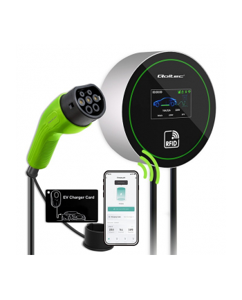 qoltec Stacja ładowania EV 2w1 Typ2 | 22kW | Wi-Fi | LCD | 3fazy |      Wallbox | Smart life app | RFID | 5m