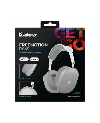 defender Słuchawki bezprzewodowe nauszne FREEMOTION B645 szare