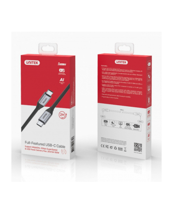 unitek Kabel USB-C - USB-C PD 100W, 5Gbps, 4K60Hz, 2m, M/M, C14091ABK nr 1