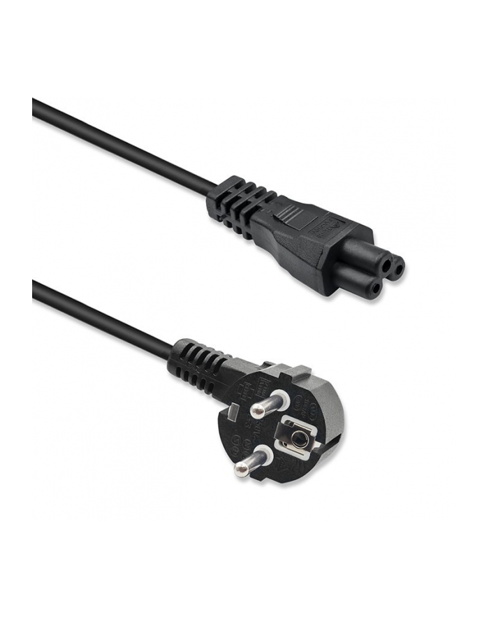 qoltec Kabel zasilający kątowy SCHUKO | IEC C5 | koniczynka | 3x1.0mm2 |1.5m główny