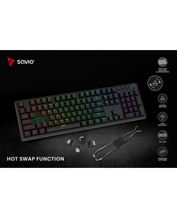 savio Klawiatura mechaniczna STYX Outemu Red, Hot Swap, RGB