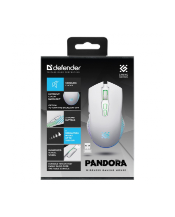 defender Mysz gamingowa bezprzewodowa PANDORA RF 3200DPI 7P biała