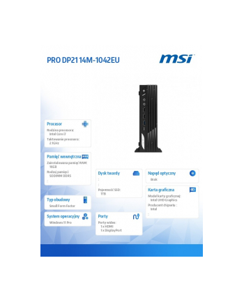 msi Komputer PRO DP21 14M-1042EU WIN11PRO/IC7-14700/16GB/1TB/WiFI/BT/Black