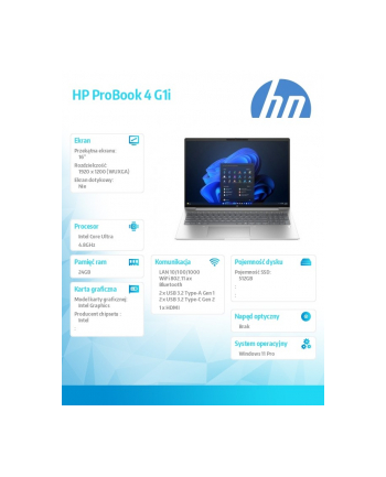 hp inc. Notebook ProBook 4 G1i U5-225U 512GB/24GB/W11P/16''  C51M1ET nr 2