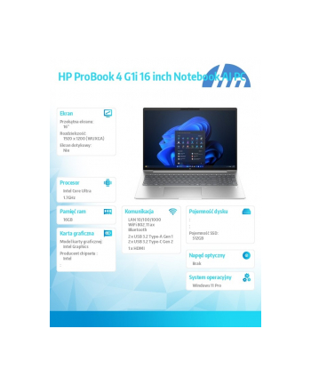 hp inc. Notebook ProBook 4 G1i U7-255U 512GB/16GB/W11P/16.0   C51MLET nr 2
