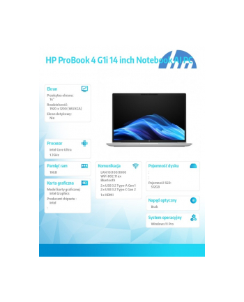 hp inc. Notebook ProBook 4 G1i U7-255U 512GB/16GB/W11P/14.0  C51MYET nr 2