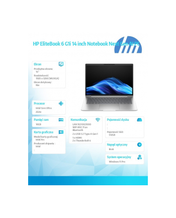 hp inc. Notebook EliteBook 6 G1i U7-255H 512GB/16GB/W11P/14.0   C51N7ET