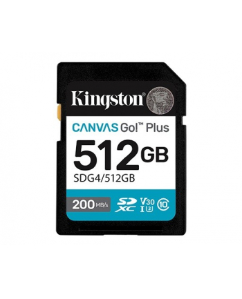kingston Karta SD 512GB Canvas Go Plus 200/160 MB/s C10 U3 V30