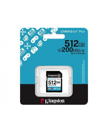 kingston Karta SD 512GB Canvas Go Plus 200/160 MB/s C10 U3 V30